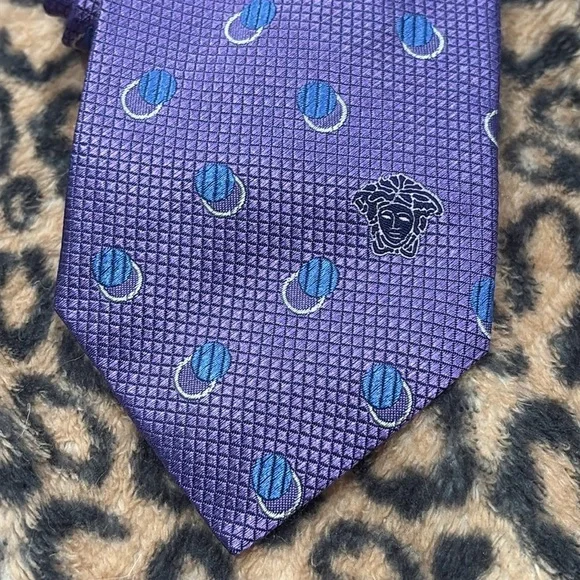Versace Purple Patterned Silk Necktie Tie